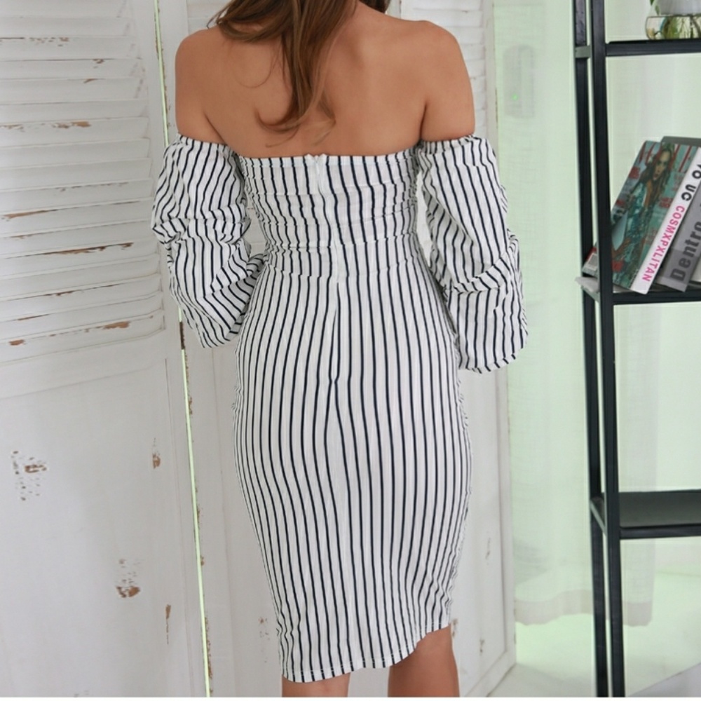 Off Shoulder Puff Sleeve Dress - Picture 3 of 7